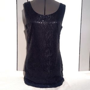 Sleeveless Black Sequin Mini Dress